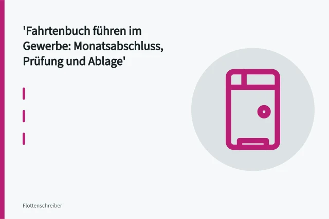 Aufgeschlagenes Fahrtenbuch mit handschriftlichen Einträgen im Firmenwagen. Fahrtenbuch führen im Gewerbe: Monatsabschluss, Prüfung und Ablage