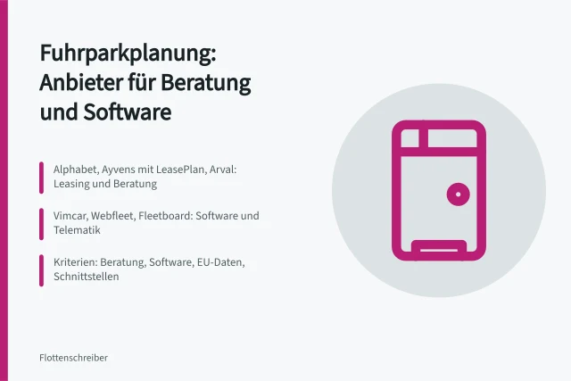 Übersicht zu Anbietern für Fuhrparkplanung mit Beratung und Software. Welche Anbieter unterstützen die Fuhrparkplanung mit Beratung und Software?